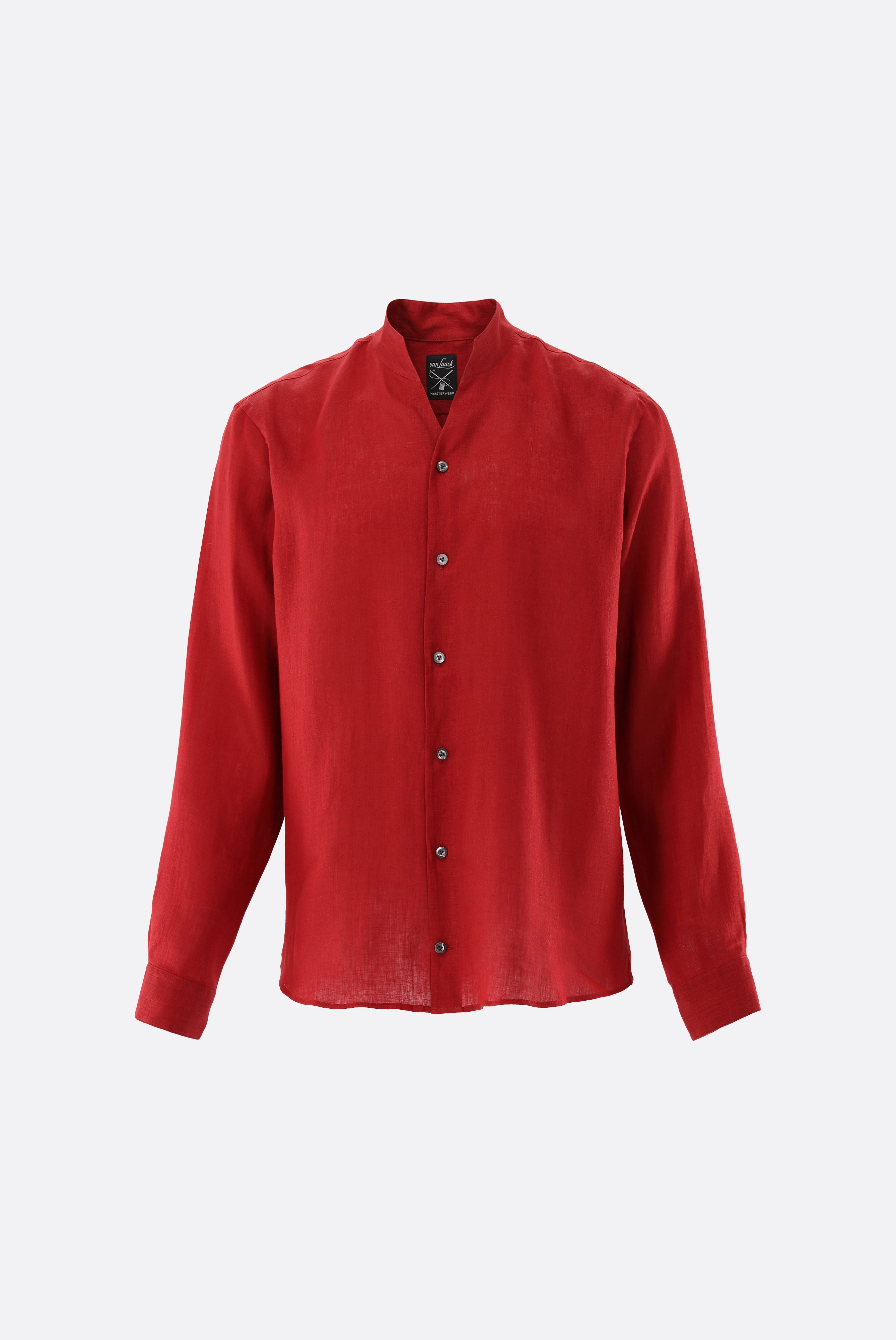 Áo sơ mi cổ V dựng Đường may phong cách thể thao, vải nhuộm thành phẩm, Linen siêu mềm