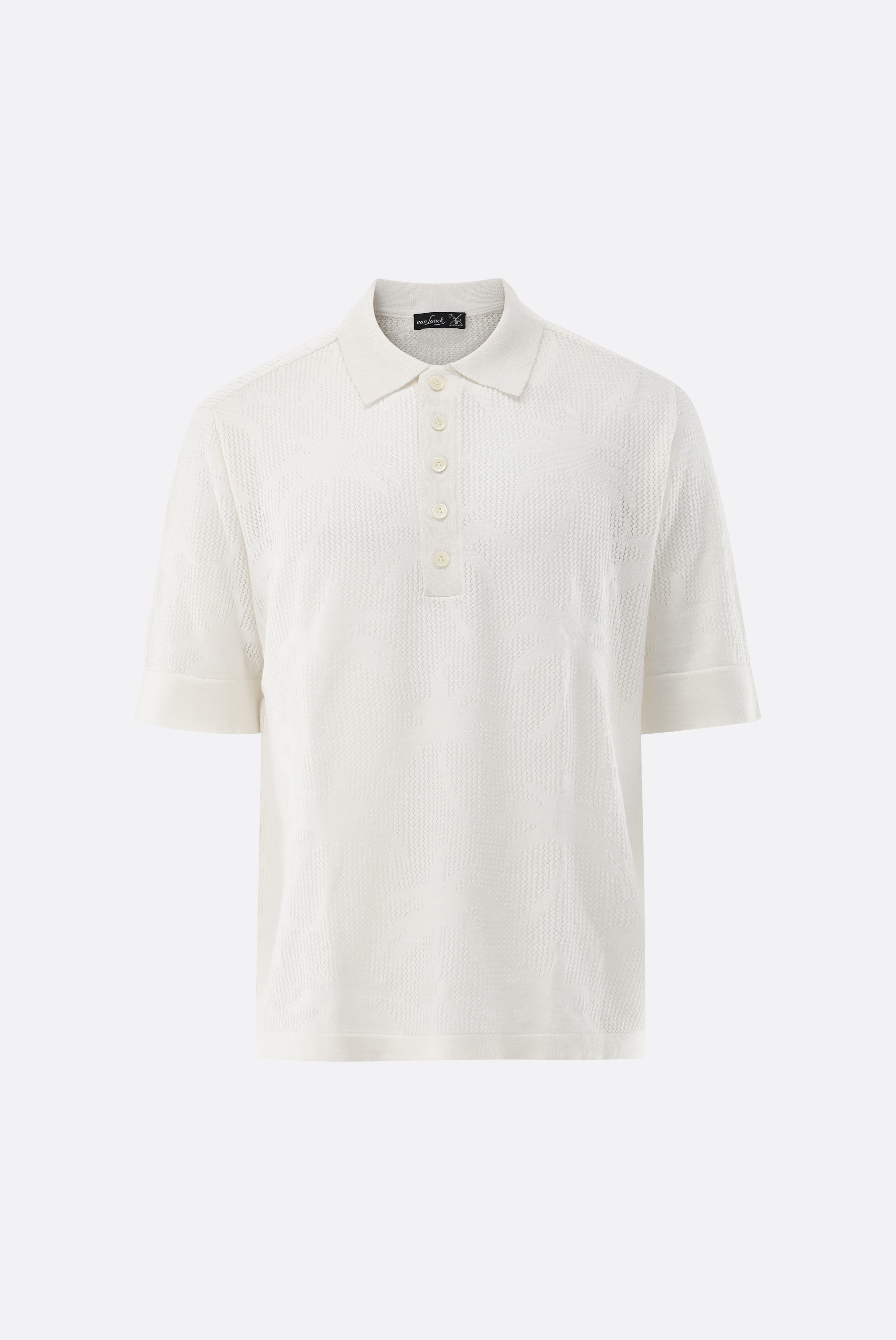 Áo polo Hỗn hợp cotton và linen, Dệt kim, Cây cọ Jacquard
