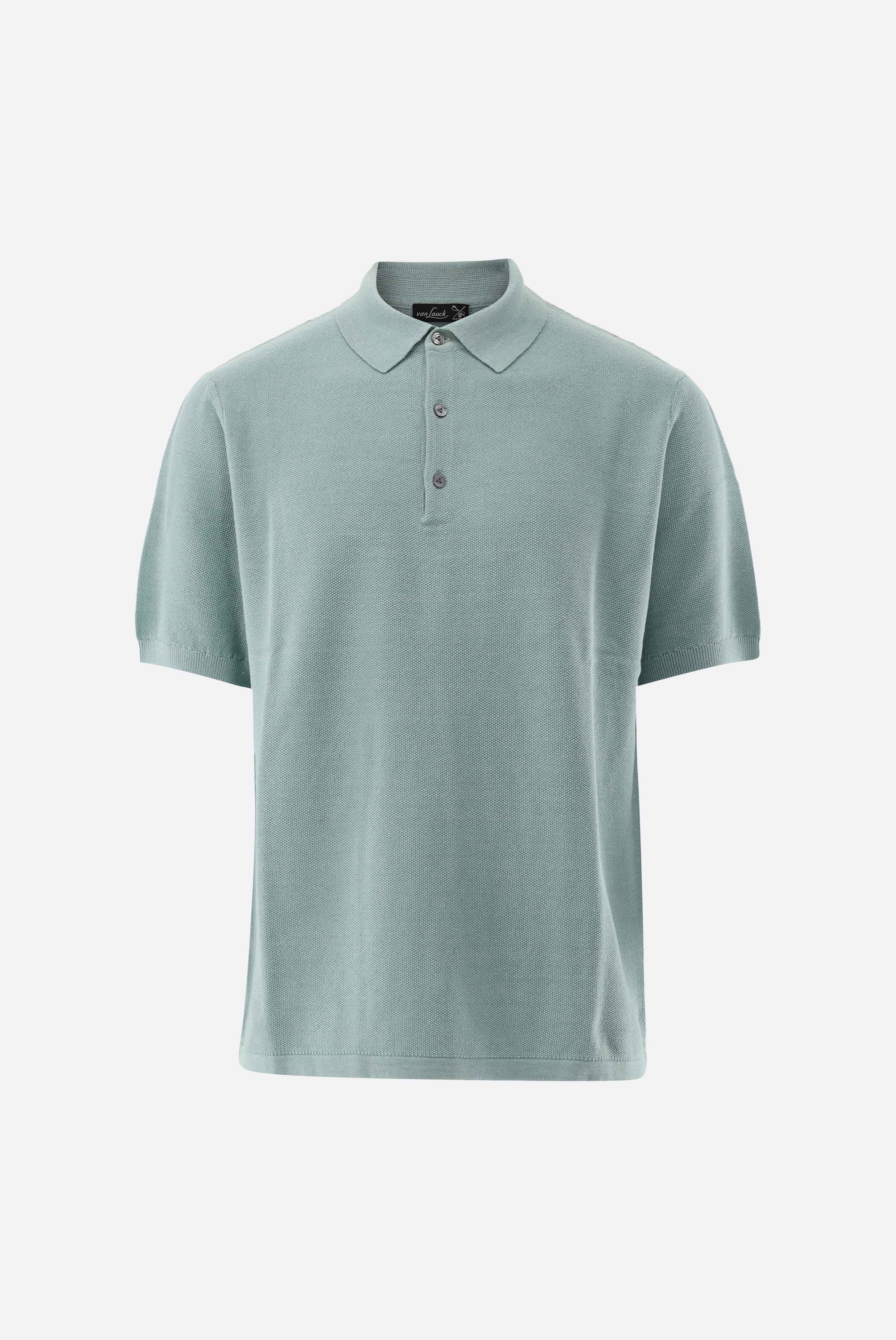 Áo polo Hỗn hợp cotton và linen, Hiệu ứng washed, có kết cấu, Dệt kim