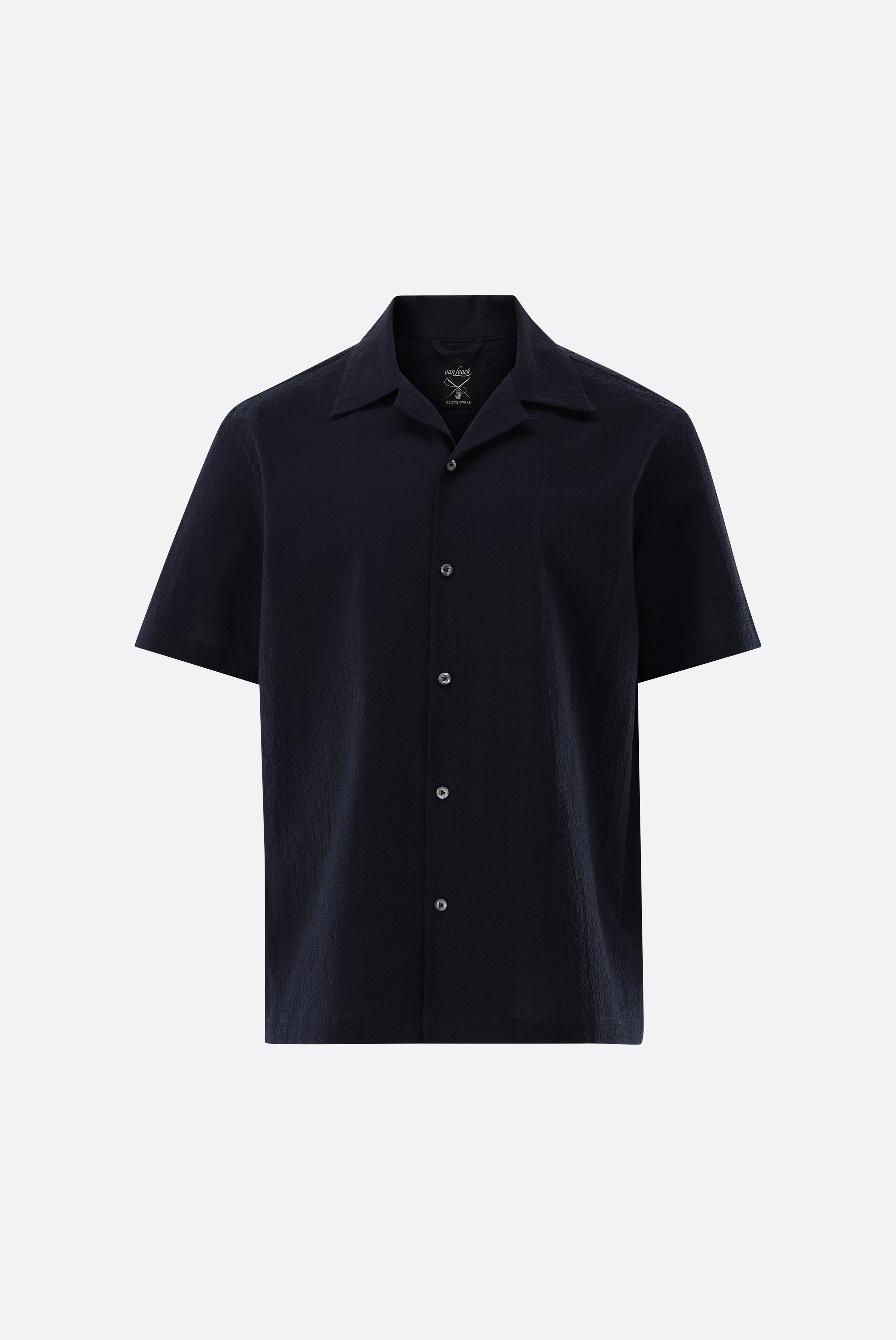 Áo sơ mi tay ngắn cổ Cuba Cotton seersucker, Trơn