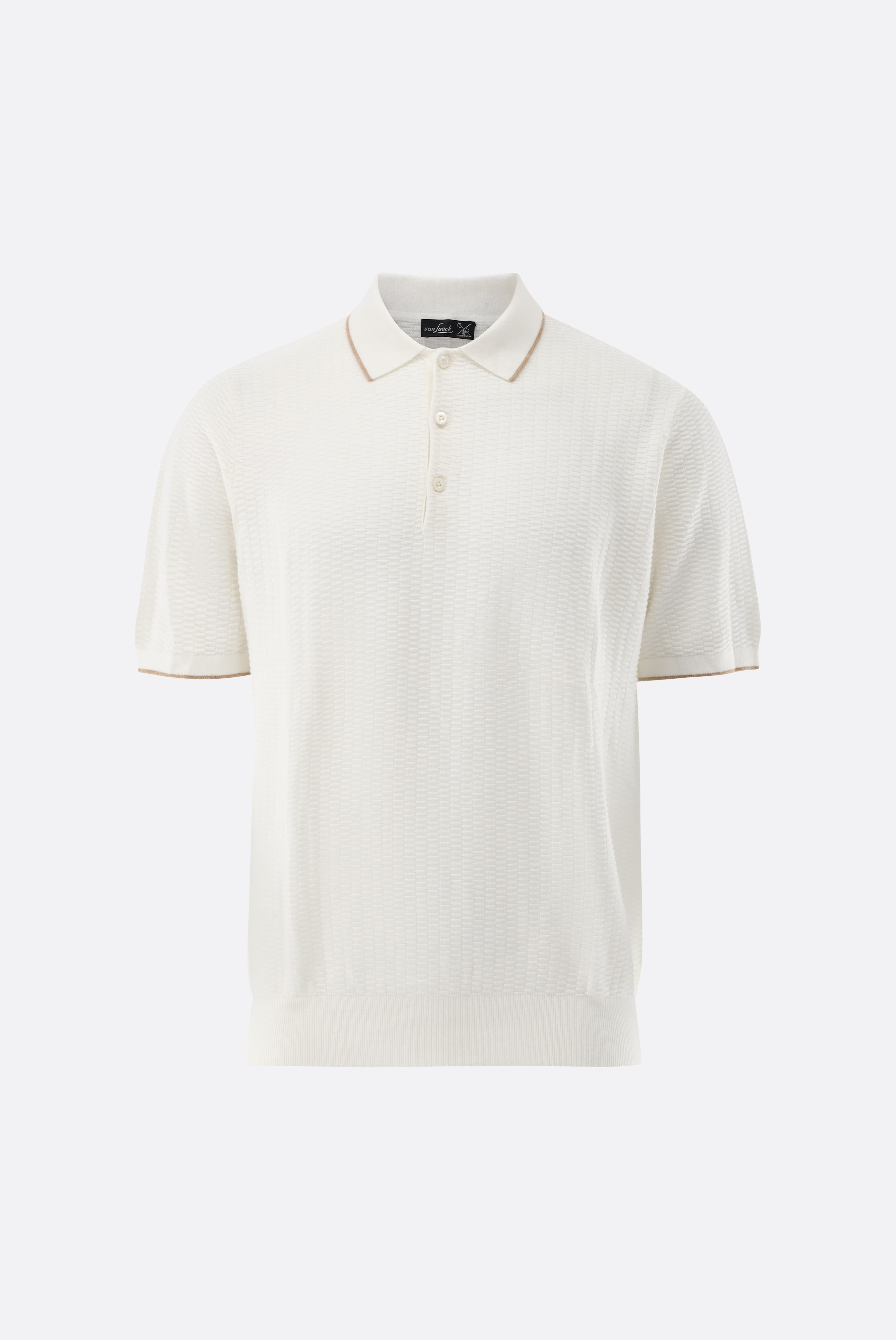 Áo polo Hỗn hợp cashmere mùa hè và cotton, Dệt kim, Subtle sọc viền