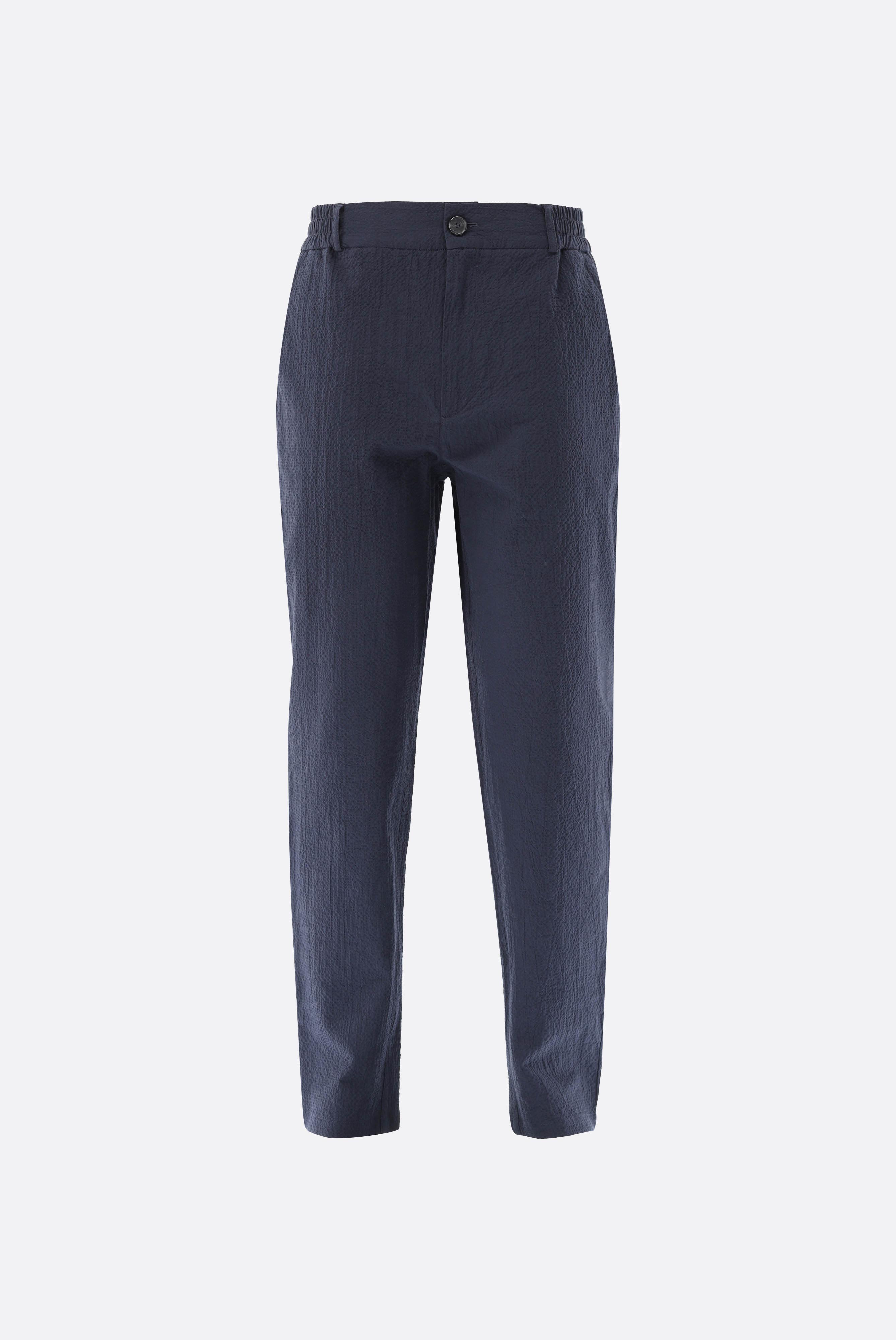 Quần âu Lưng thun, Cotton seersucker, Casual modern fit, Trơn