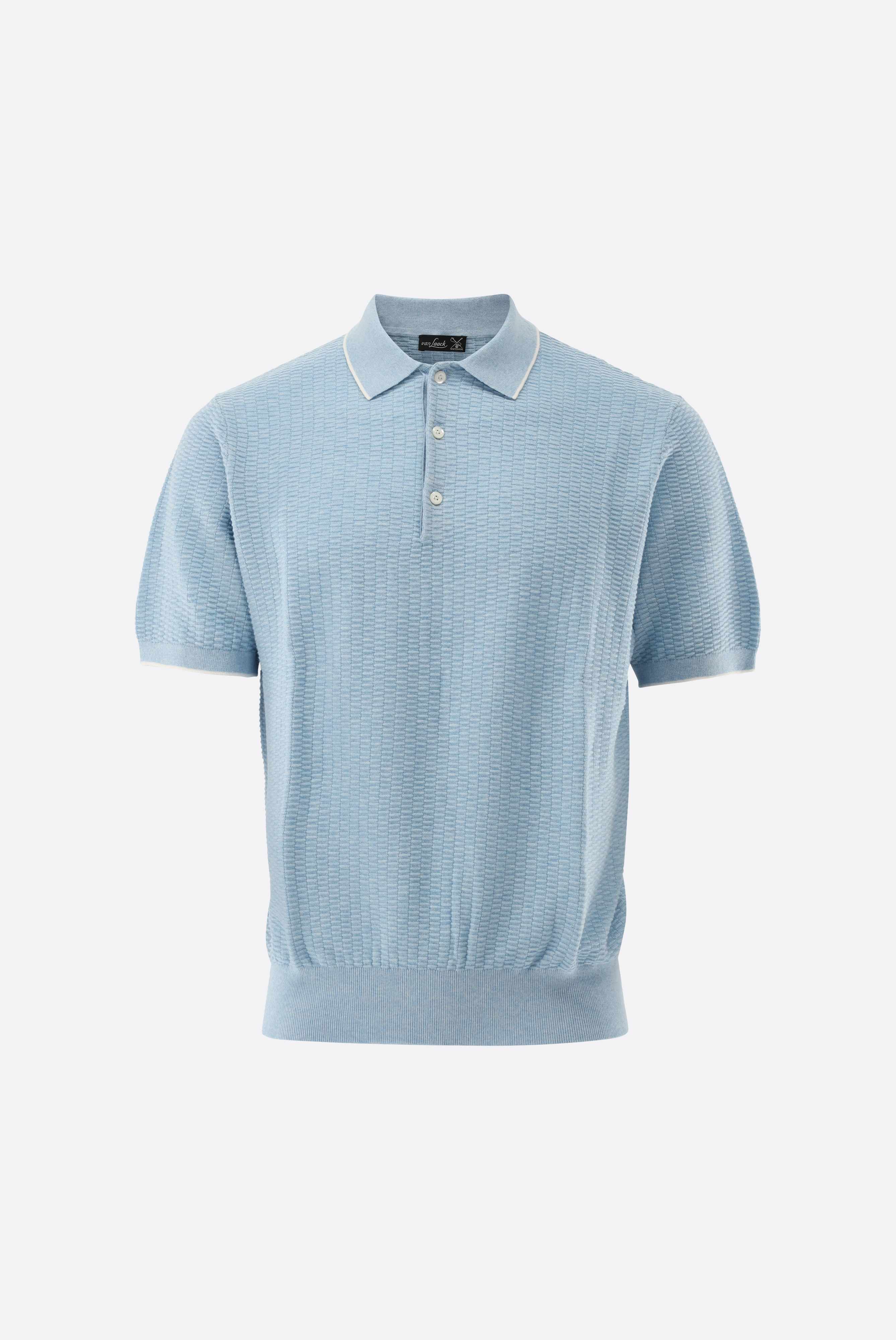Áo polo Hỗn hợp cashmere mùa hè và cotton, Dệt kim, Subtle sọc viền