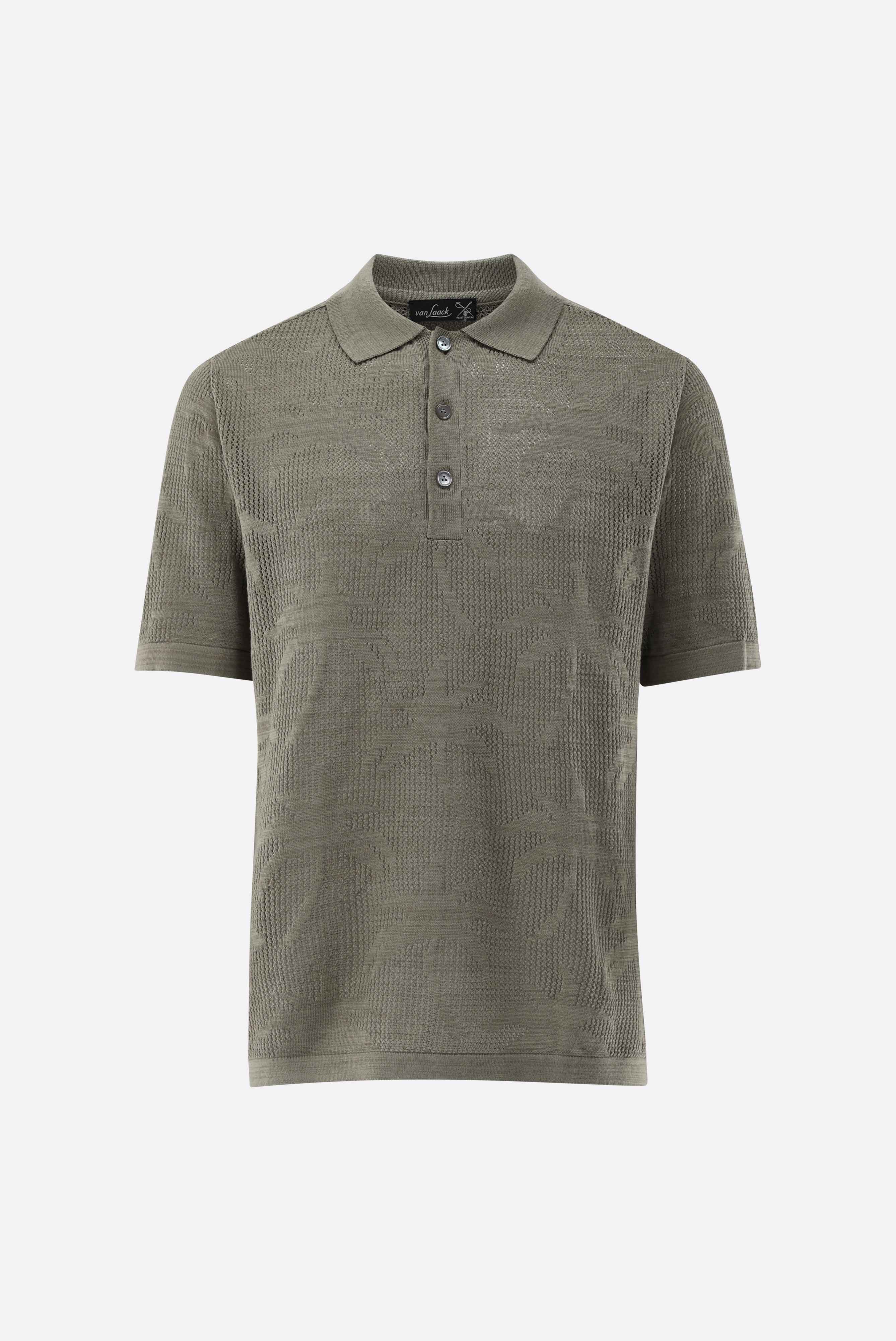 Áo polo Hỗn hợp cotton và linen, Dệt kim, Cây cọ Jacquard