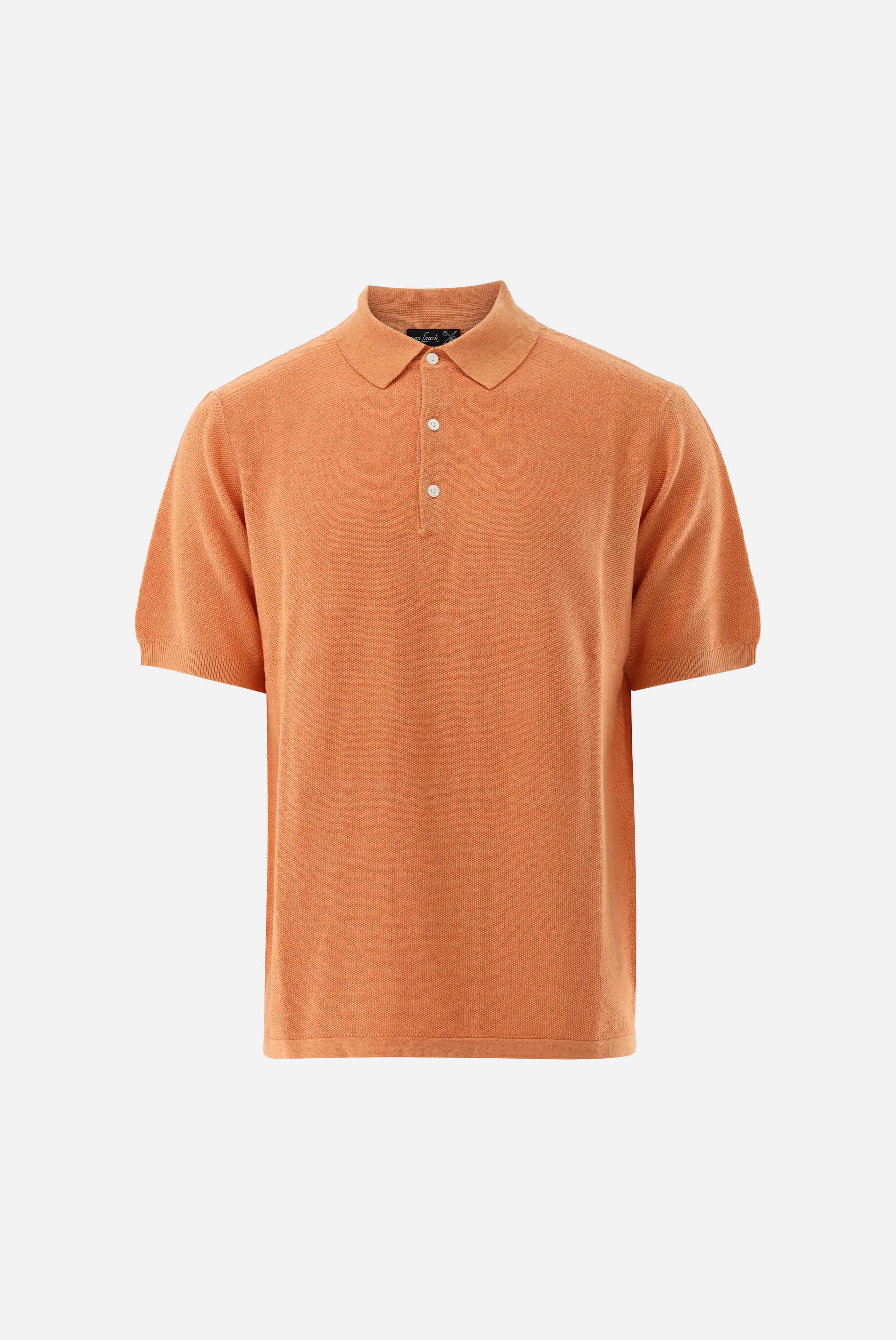 Áo polo Hỗn hợp cotton và linen, Hiệu ứng washed, có kết cấu, Dệt kim
