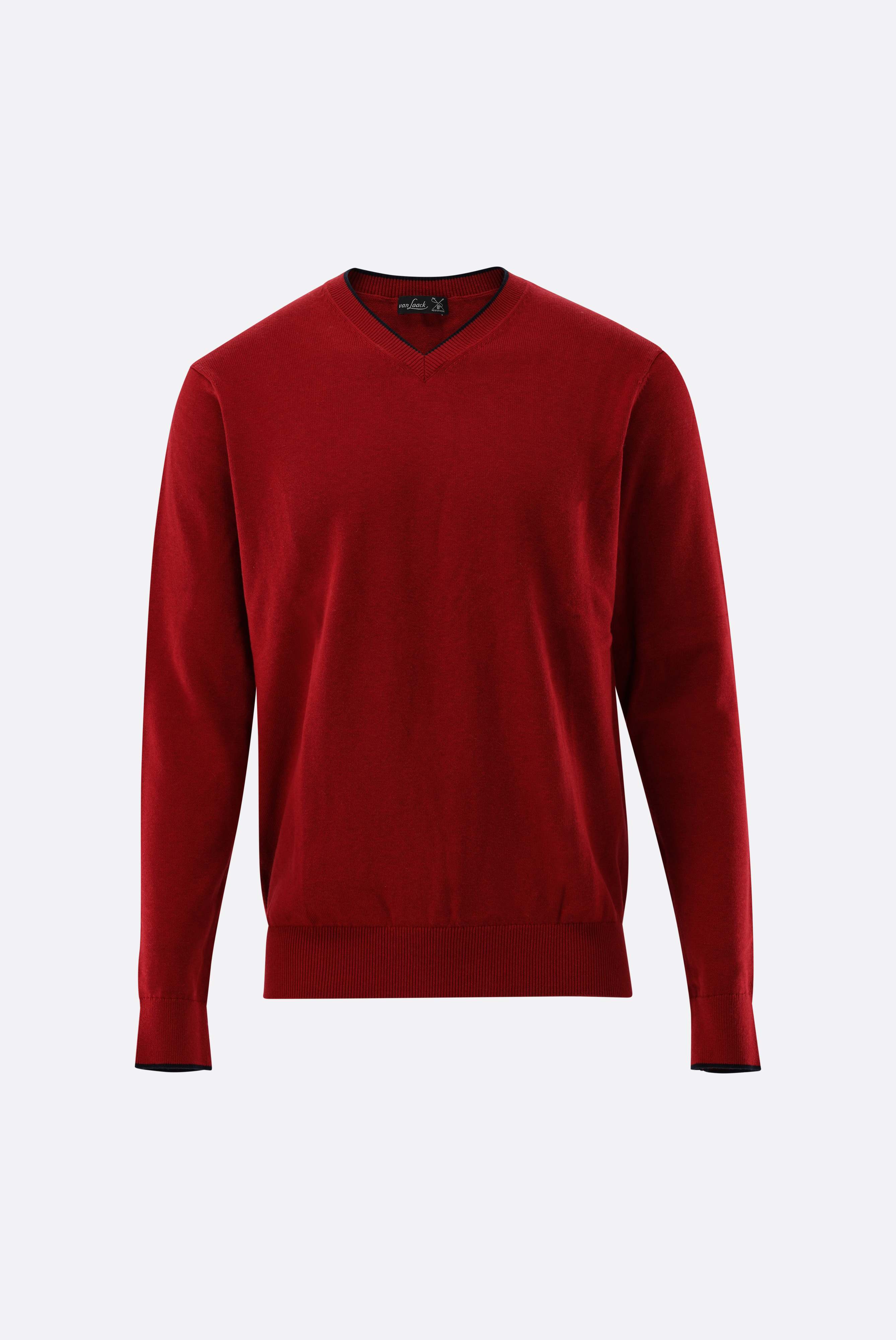 Áo chui đầu cổ V Hỗn hợp cashmere mùa hè và cotton, Subtle sọc viền