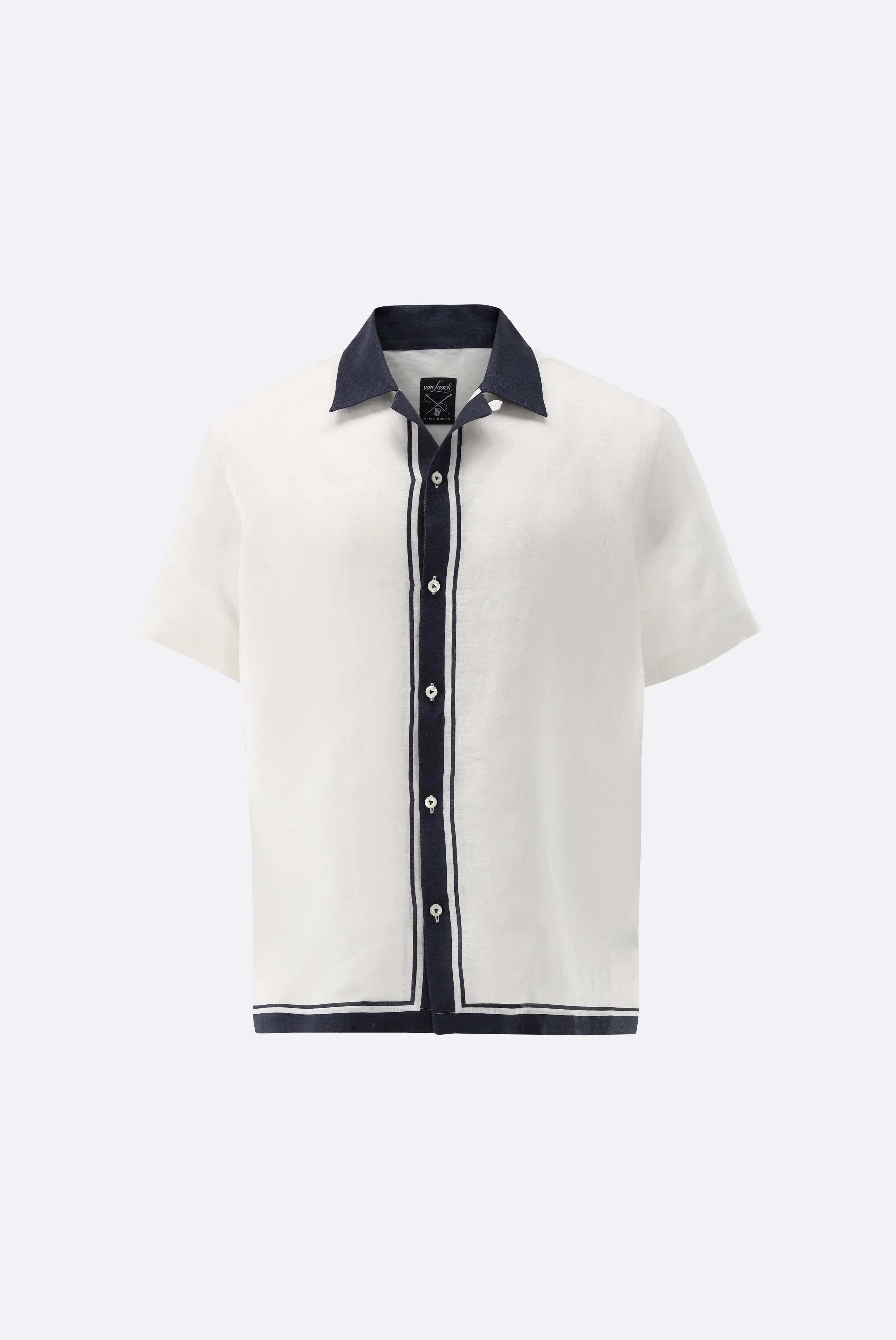 Áo sơ mi tay ngắn cổ Cuba Linen siêu mềm, sọc, Bowling- Edge Printed