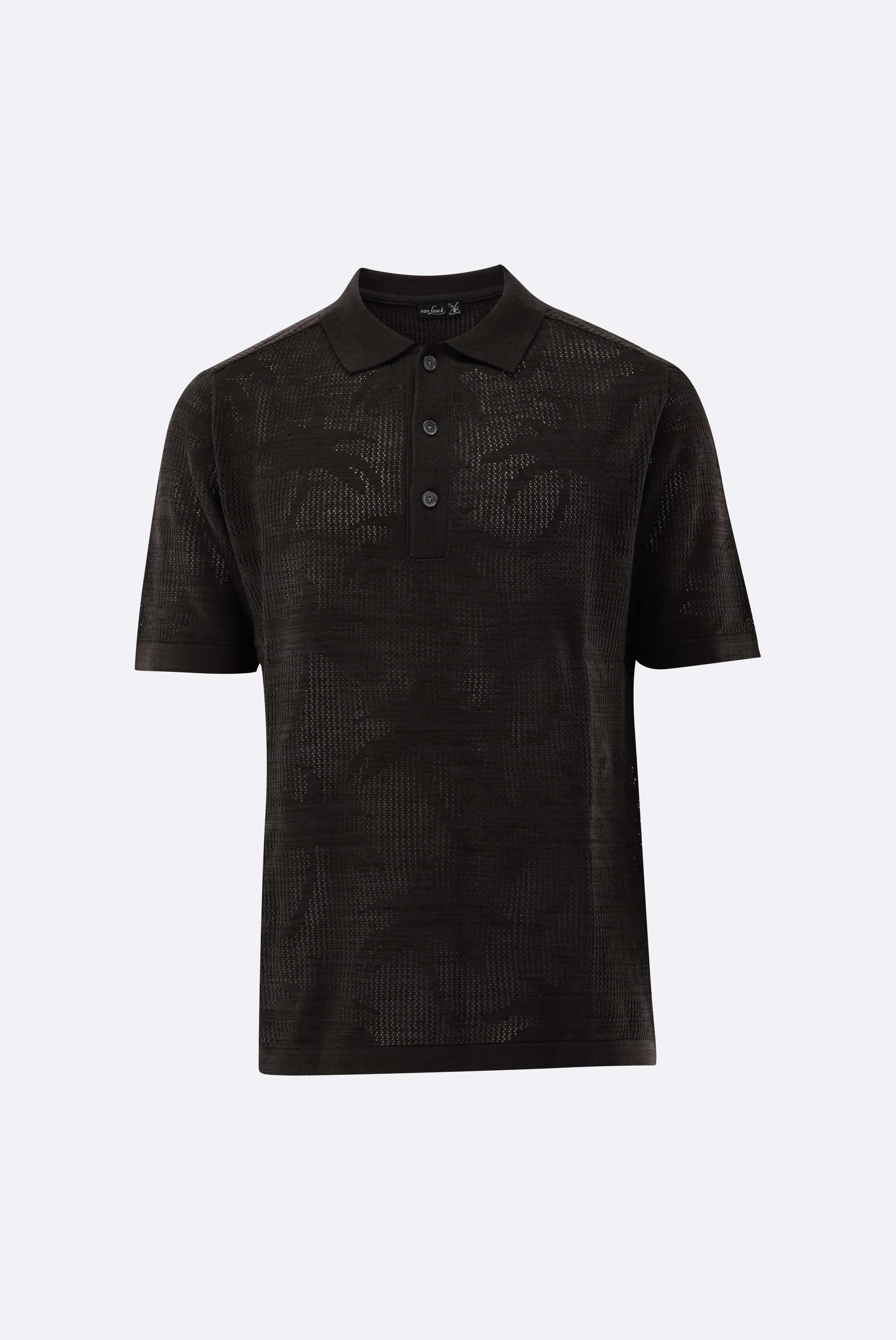 Áo polo Hỗn hợp cotton và linen, Dệt kim, Cây cọ Jacquard